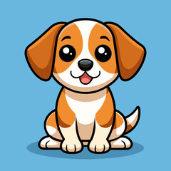 beagle-shepherd-dog-sits-vector-kawaii