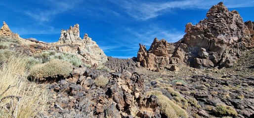 Fototapeta premium rocky formation monuments in natural park of Teide tenerife