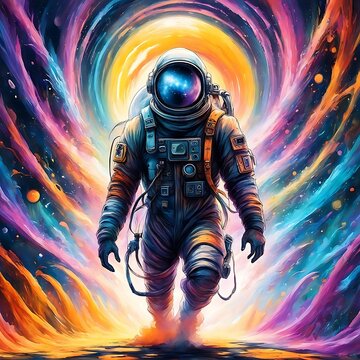 Spaceman-walking-through-an-interdimensional-portal - 1