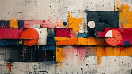 Fototapeta premium Abstract Art Piece: isolated on a beige background, highlighting its vibrant colors and modern aesthetic.