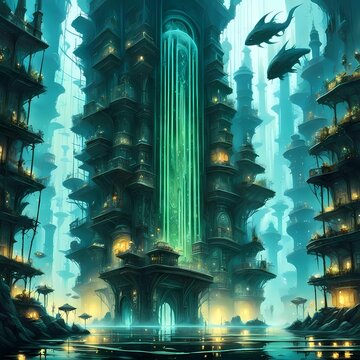 dystopian-underwater-city-futuristic-sci-fi-tech-metropolis-abandoned-structures - 1