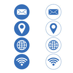 Iconos en negro de correo electrónico, internet, mapa y geolocalización. Vector
