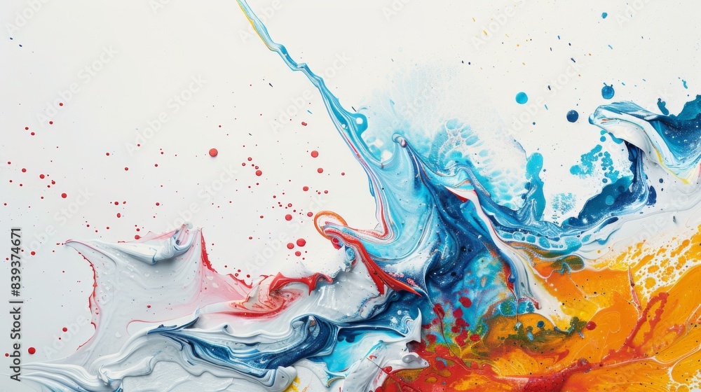 Leinwandbilder energetic splashes of paint on a white canvas, forming a dynamic and colorful abstract background