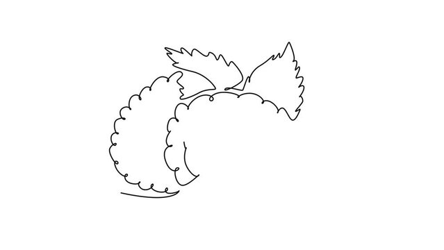 Self drawing animation of single line draw half sliced healthy organic raspberry for orchard logo identity. Fresh berries fruitage concept for fruit garden. Continuous line draw. Full length animated