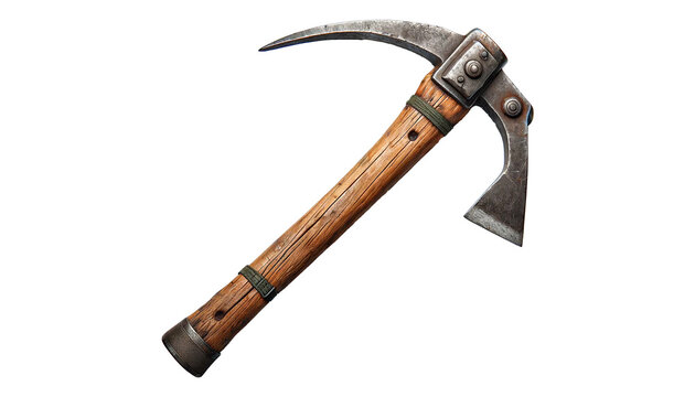 Vintage mountain ice axe  isolated on transparent or white background.