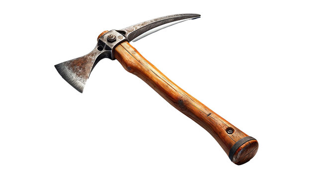 Vintage mountain ice axe  isolated on transparent or white background.