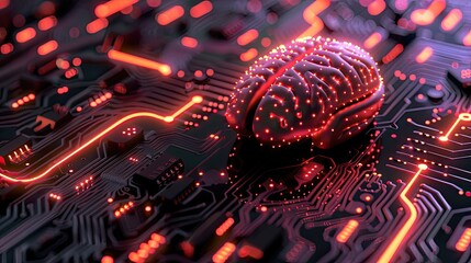 A computer chip with a brain on it