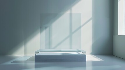 Fototapeta premium abstract, background, empty, modern, minimal, platform, product, geometric, pedestal, studio, scene, showcase, circle, display, stage, cylinder, space, design, floor, render, room, object, presentatio