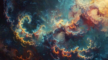 Obraz premium Abstract composition showcasing intricate fractal patterns and shapes