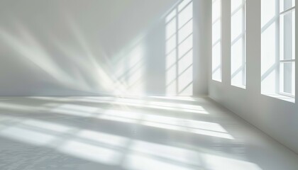 Obraz premium white background with light shades and invisible lines lights and shadow play on white wall of empty room
