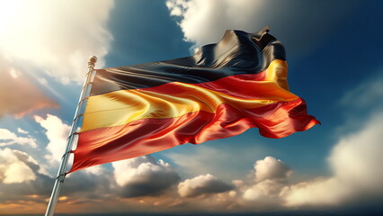 Germany Flag Waving Proudly Above Stunning Landscape