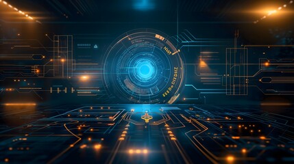 Futuristic Digital Interface with Holographic Elements