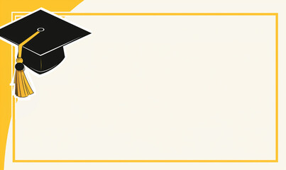  Illustration, black graduation hat congratulations invitation template, education concept, getting a diploma, minimalistic graduation theme illustration