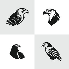 Collection of head Eagle icons. Logo of hawk. Hawk simple icon. eagle vector symbols.Set of hawk
