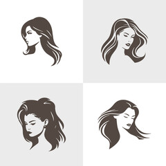 Collection of Women icons.Logo of female.Girls simple icon. fashion vector symbols.Set of lady