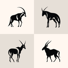 Goat logo icon. poster for Butchery meat shop, deer silhouette. icon goat on white background