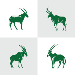 Set of Abstract Goat silhouette logo icons, with a white background for your company, the deer or moose logo design ideas