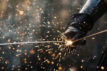 Intense Fencing Duel with Sparking Foils Capturing Competitive Spirit and Energy