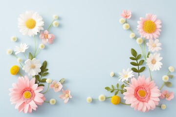 Fototapeta premium Flowers paper cut design. Beautiful spring paper cut flowers on soft color background. Valentine's Day, Birthday, Happy Woman Day, Mother's Day. Holiday poster and banner with flower papercut