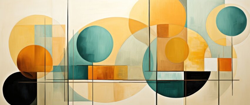 Constructivist art, featuring bold geometric shapes, lines, and a dynamic composition