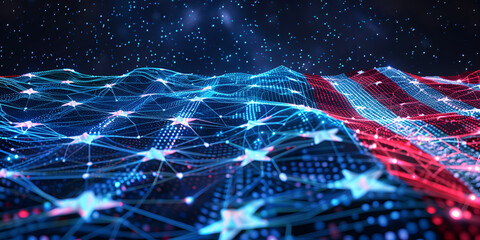 Nationalism and Innovation US Flag with Technology Overlay Concept Patriotic Design American Innovation Technology Integration Symbolic Imagery