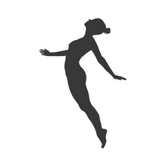 Silhouette of a Ballerina: Leaning Back, Open Arms, Graceful Ascent