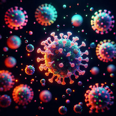 3D medical background with Covid-19 virus, Vector, poster