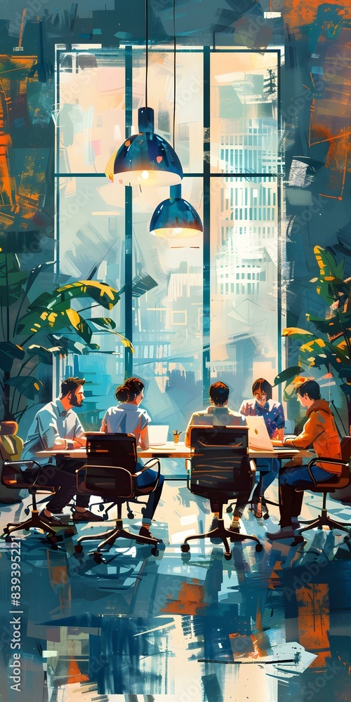 Wall mural business meeting in modern office interior