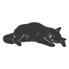 silhouette lazy cat animal tired full body black color only