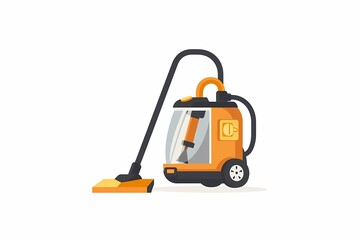 Obraz premium Modern 64-bit Vacuum Cleaner Vector Illustration in Flat Design on White Background
