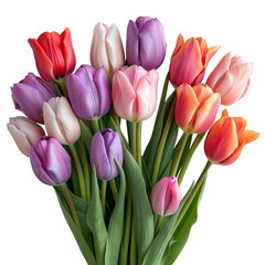 Obraz premium a bouquet of tulips on a white background, perfect for creating a transparent image