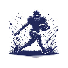 American football player silhouettes Clip art isolated vector illustration on white background