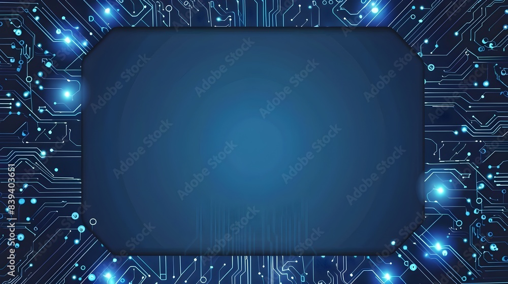 Aufkleber minimalist blank tech-inspired presentation template slide with glowing circuit board border
