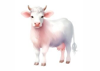Fototapeta premium Cow watercolor illustration on white background