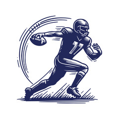 American football player silhouettes Clip art isolated vector illustration on white background