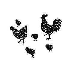 Rooster Vector Silhouette Art Illustration.