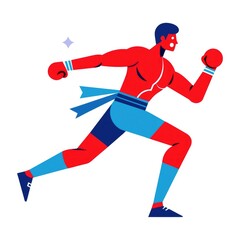 Obraz premium Boxer in actionboxer, boxing, action pose, dynamic, athlete, sports, punching, high-energy, fitness, competition, Christmas, New Year's Eve, sports event, athletic, powerful, determined, focused, in