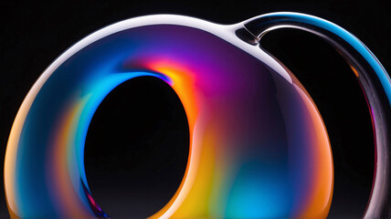 Futuristic and holographic threedimensional abstract object with vivid and vibrant colors