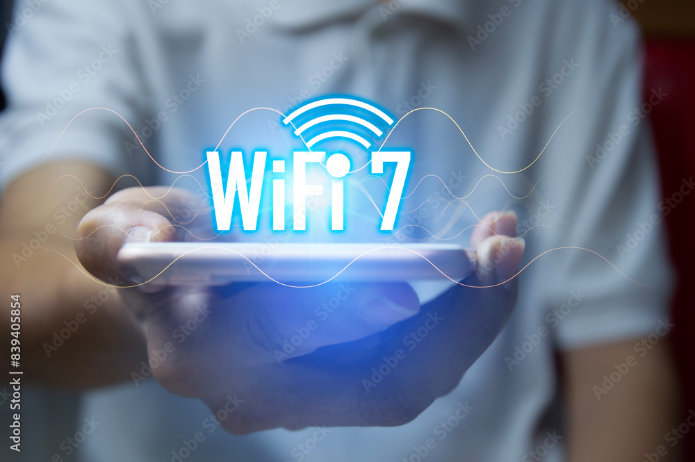 Poster concept technology wifi 7 connect to the internet world with new technology