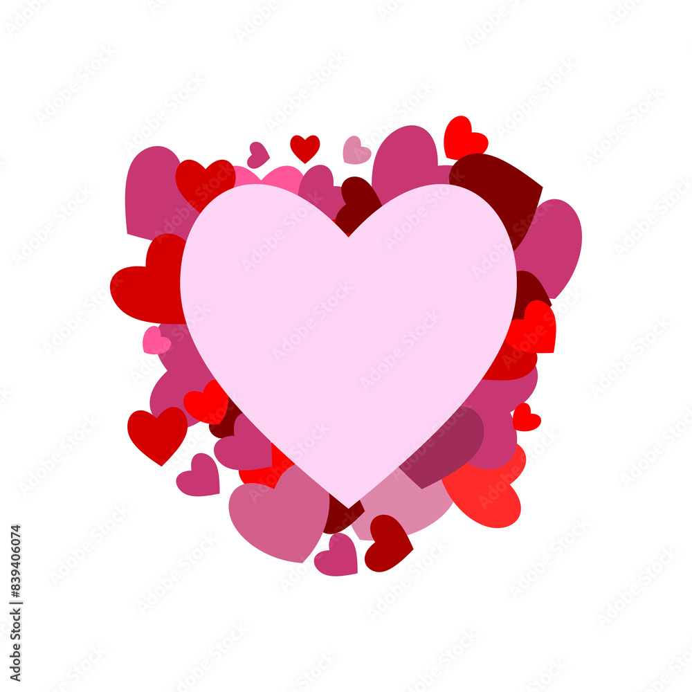 Poster creative abstract background with hearts icon isolated on transparent background