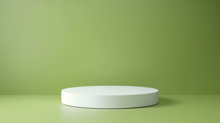 Elegant Minimalist White Display Platform on Green Background for Modern Exhibits.