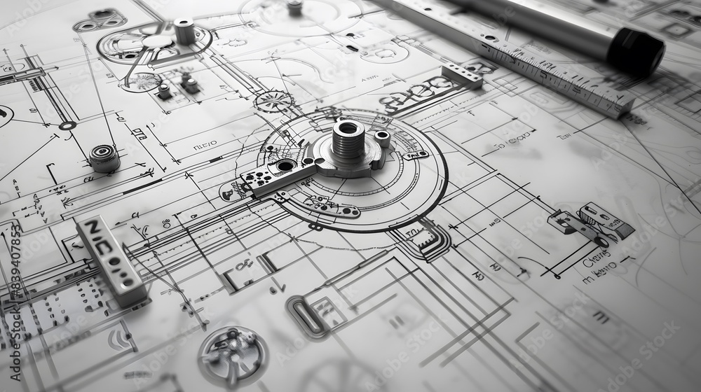 Poster a technical drawing's title block, containing essential information such as the drawing title, date,