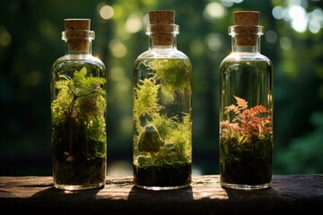 Organic Tincture bottle flower herbs nature. Health essential vial care remedy. Generate Ai
