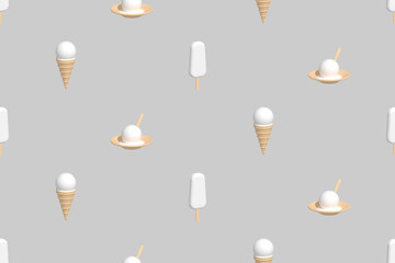 Seamless pattern on the theme of ice cream. Assorted ice cream.
