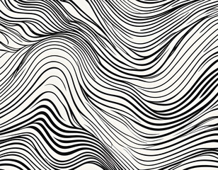 Fototapeta premium Thin line wavy abstract vector background. Curve wave seamless pattern. Line art striped graphic template.