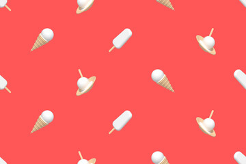 Ice cream. Seamless pattern on the theme of ice cream.
