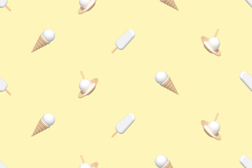 Ice cream. Seamless pattern on the theme of ice cream.