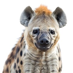 Spotted Hyena Portrait on White