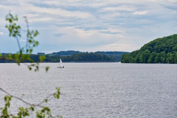 lake M&ouml;hnesee and forest and boat 