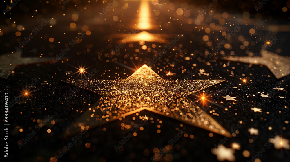 Aufkleber a close up of a star field with gold stars. the stars are arranged in a pattern and appear to be shi